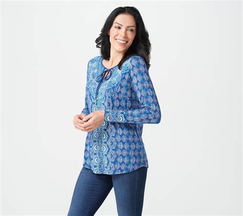 Belle by Kim Gravel Knit Top w Tropical Print Woven Sleeves. . Qvc belle by kim gravel clearance
